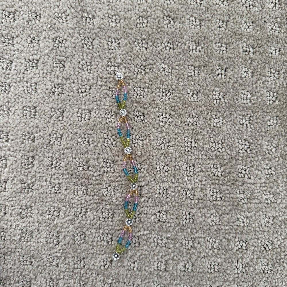 Multicolor Beaded with sliver flower beads phone keychain